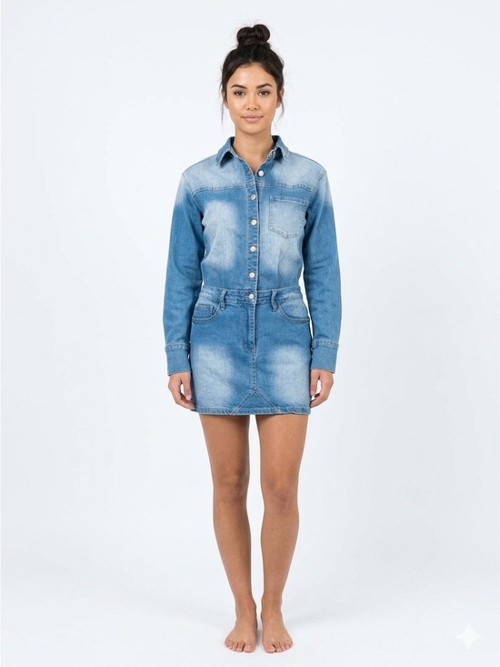 Fashion Nova Dresses & Skirts - Fashion Nova Belleville Light Blue Washed Denim Mini Dress Size S